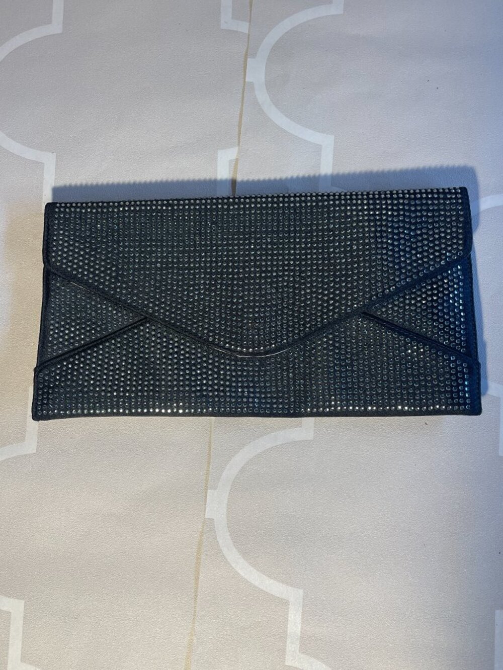 TED BAKER London Black Satin & Stone Envelope Clutch – Evening Bag